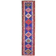 1970s Vintage Turkish Hand-Knotted Wool Cotton Blue Runner Rug 83x364
