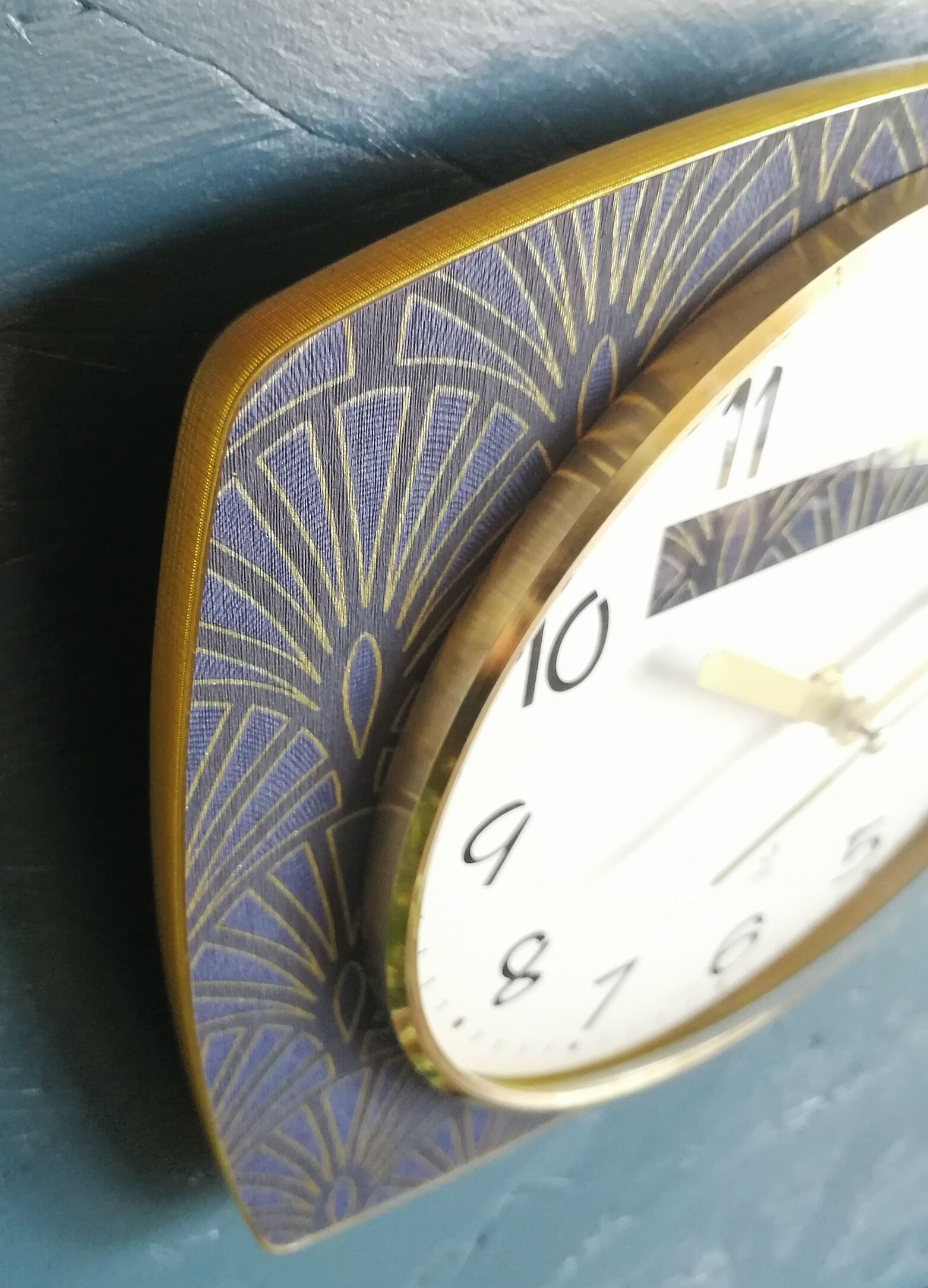 Vintage clock silent wall clock "Jaz blue gold"