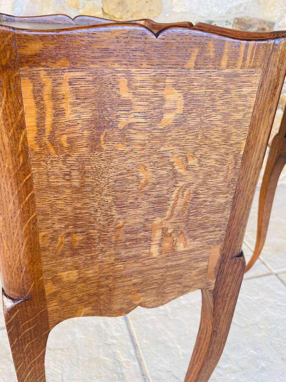 Pair of Louis XV style bedside tables in oak