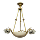 Art Deco chandelier. Marble, solid gilded bronze.
