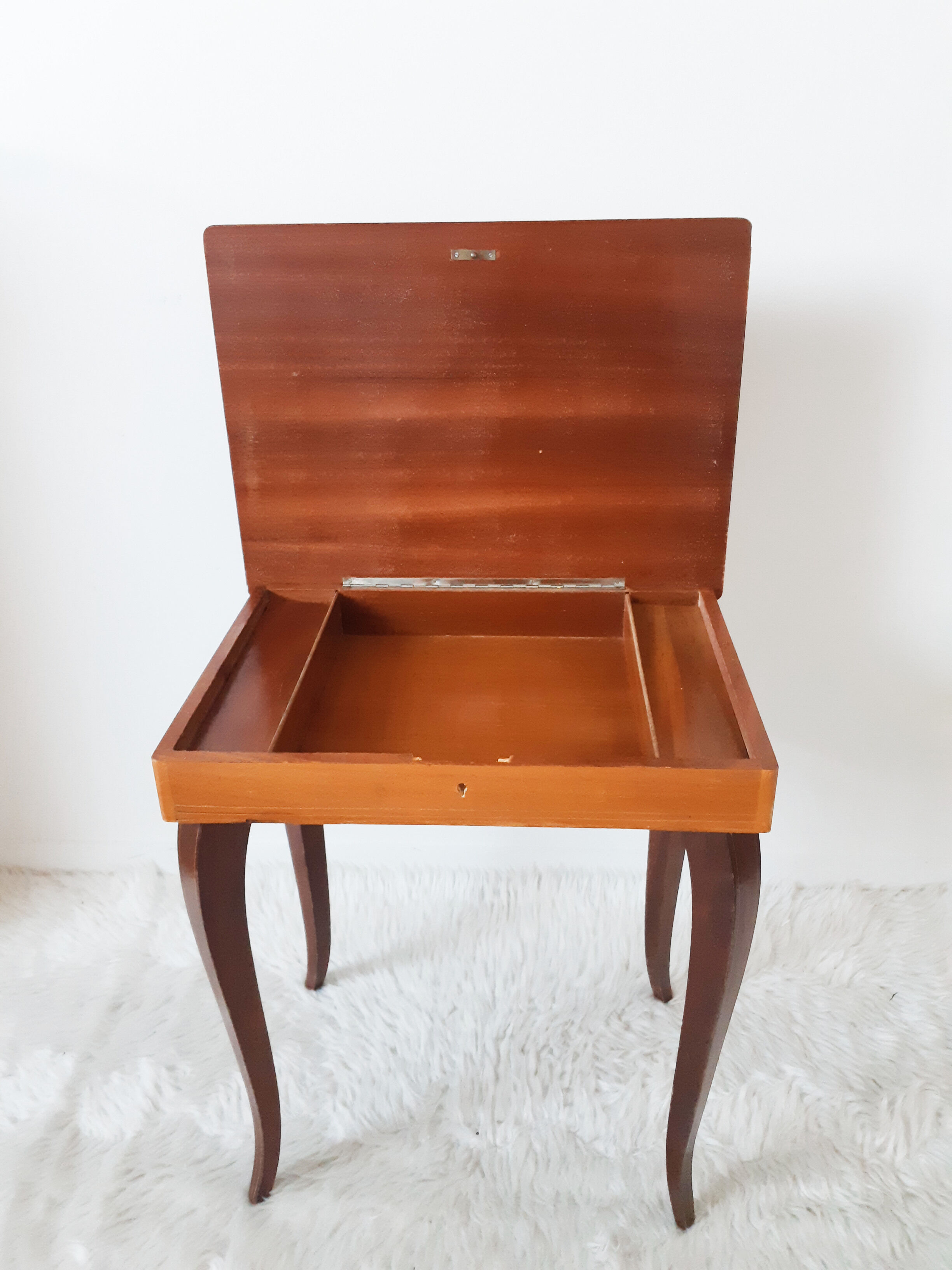 Stella chime, music box table, jewelry box, wood marquetry, side table, bedside table