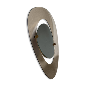 Asymmetrical Fumè Mirror by Max Ingrand for Fontana Arte, Italy, 1958