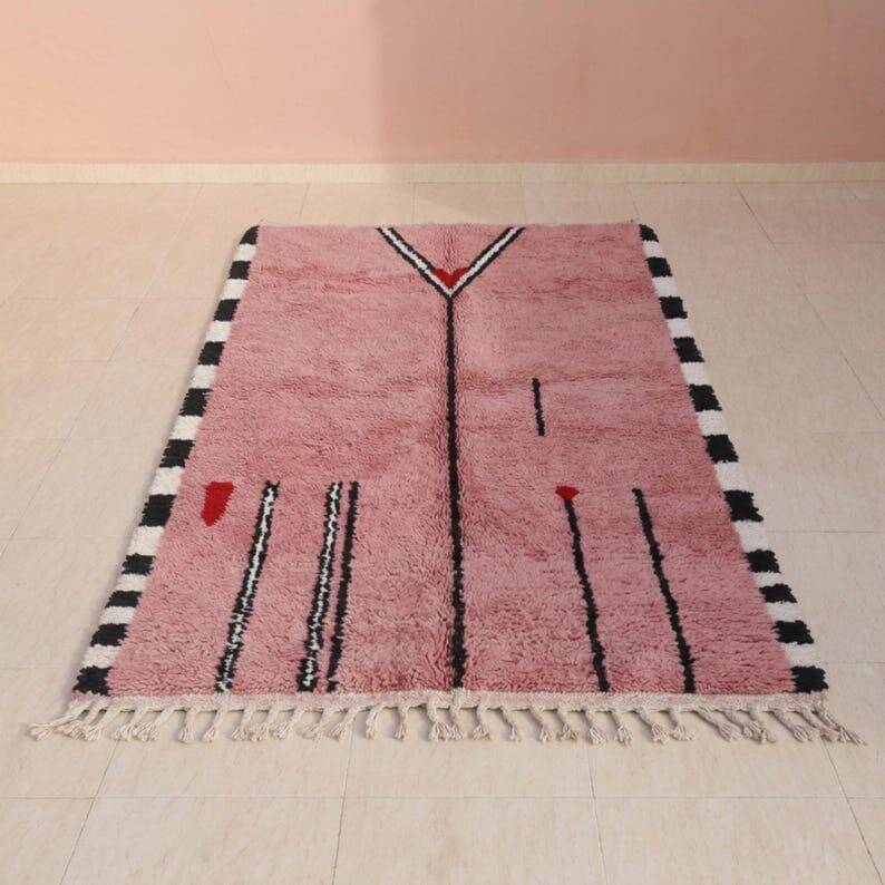Handwoven natural wool rug, traditional artisan, 2/3 m.