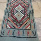 Blue berber kilim in pure wool carpet 54x103cm