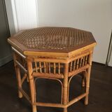 Rattan and wicker side table, 1950