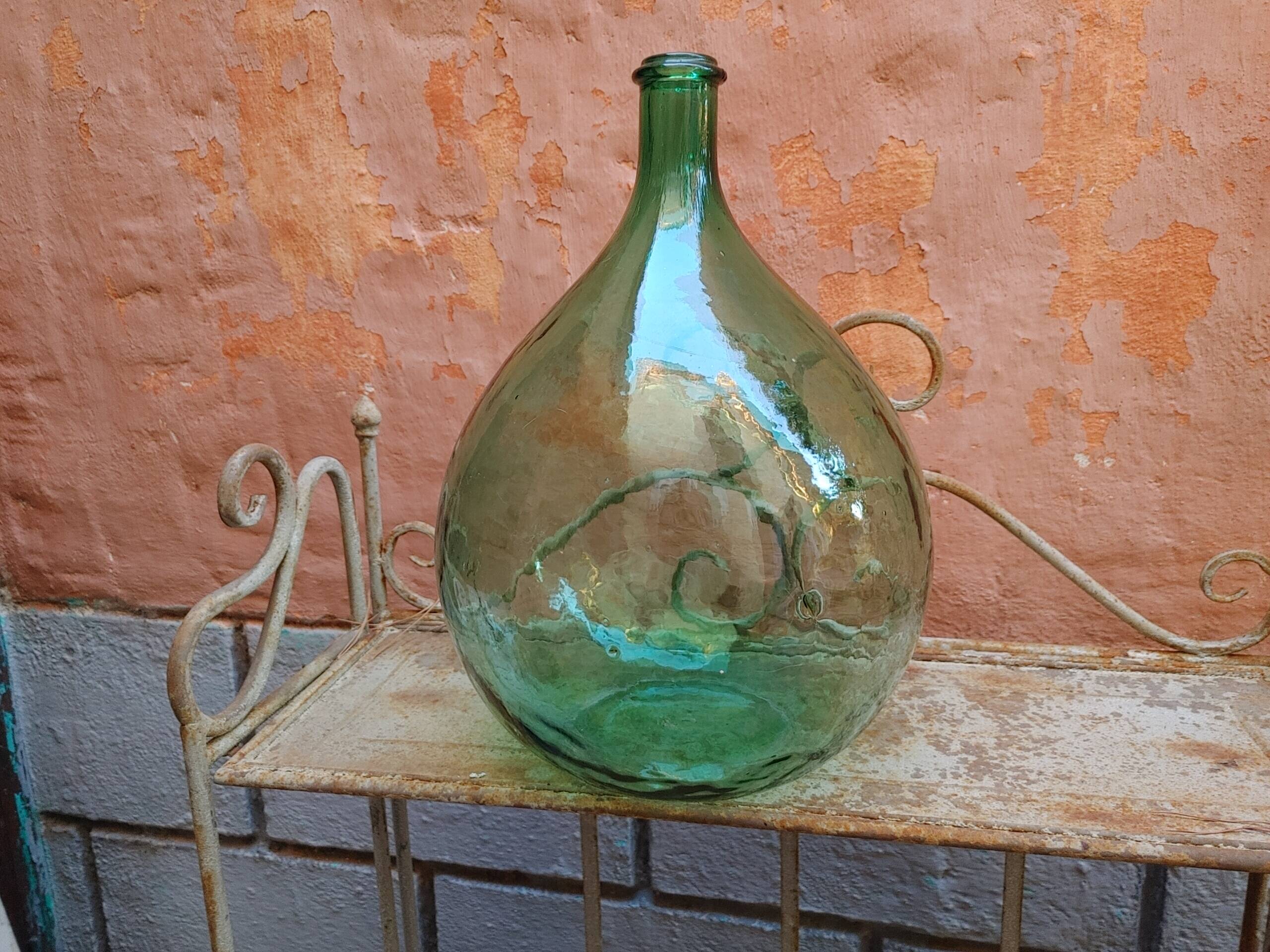 Demijohn old bubbled glass - 15 liters - height 42 cm ( c)