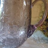 Pichet en verre craquelé couleur mauve