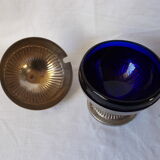 Metal sugar and blue glass