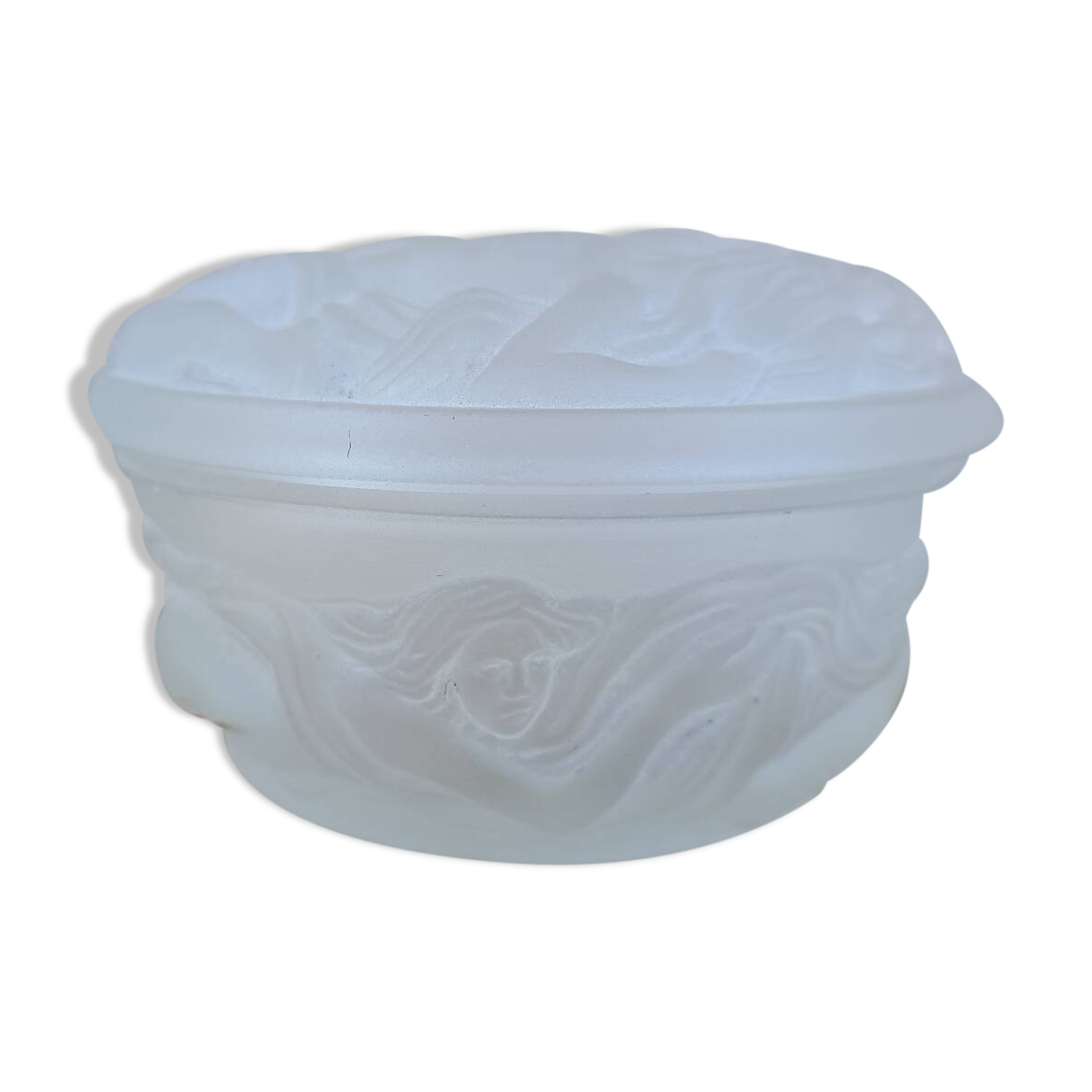 ART DECO Heinrich Hoffmann Box in Pressed Molded Glass Les Naiades Boh