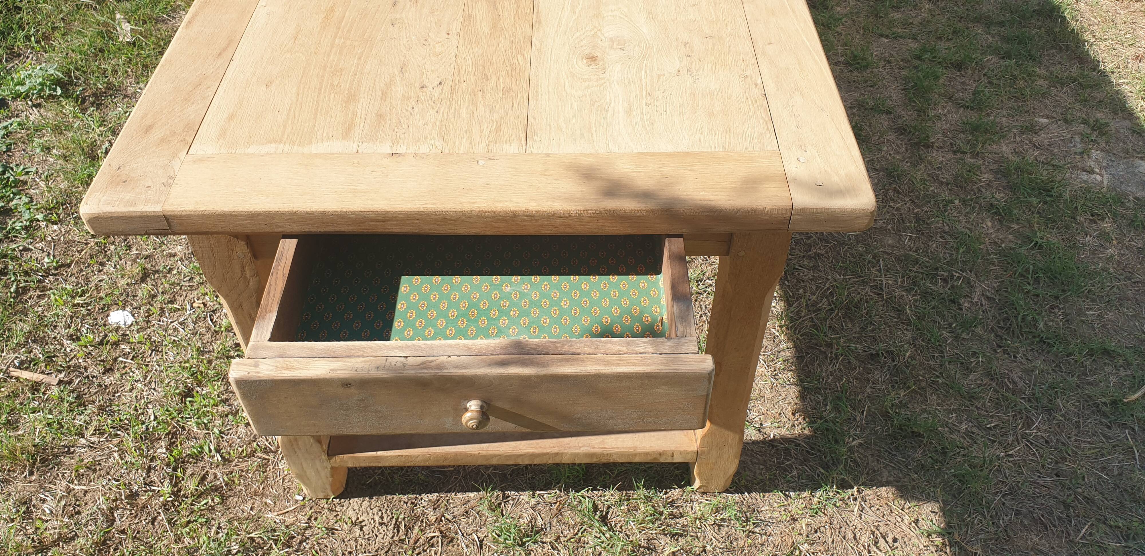 Natural wood farmhouse table