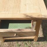 Natural wood farmhouse table