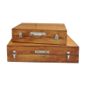 Set of wooden suitcases