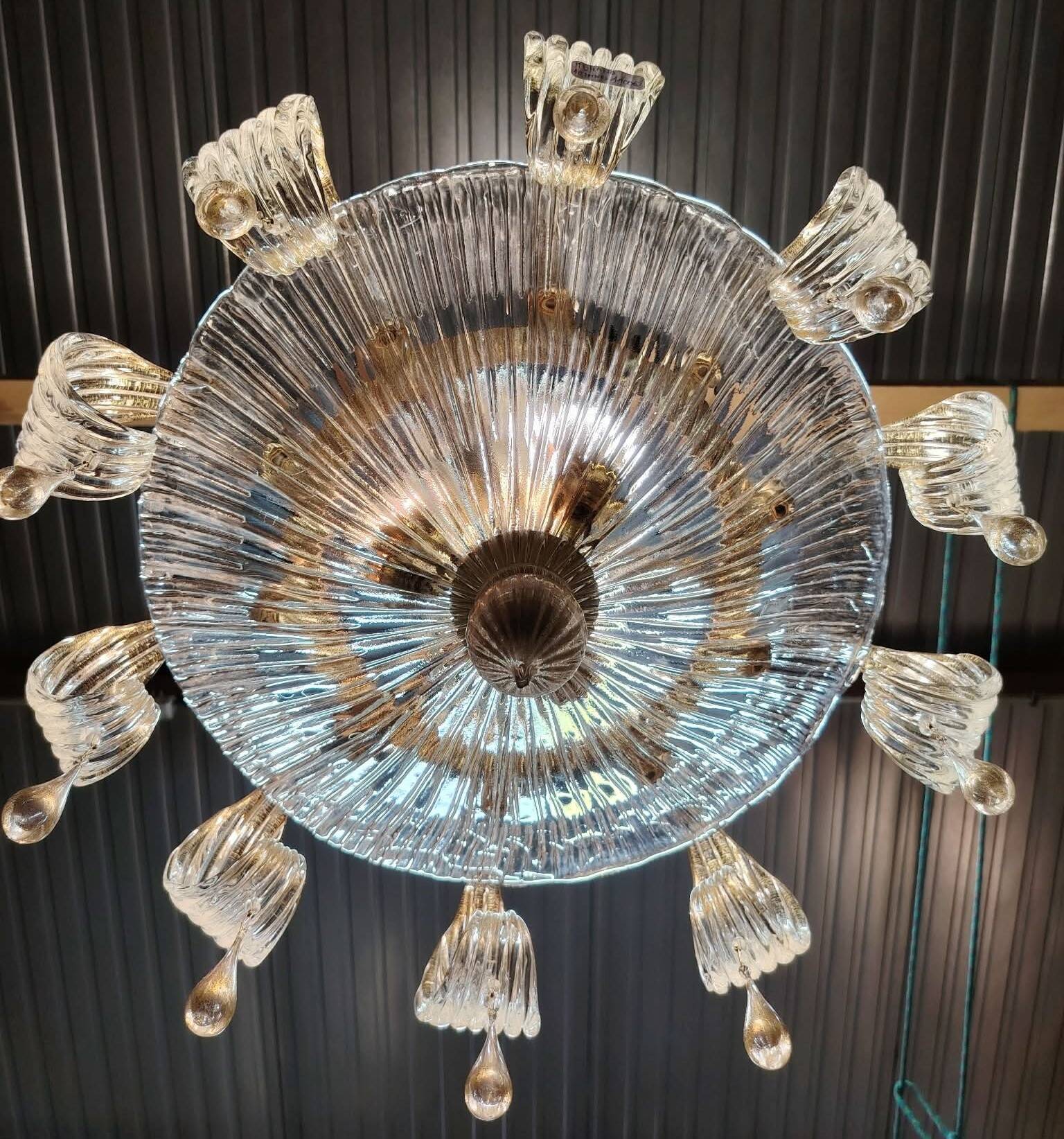 Important lustre Murano in transparent blown glass