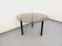 Vintage round dining table in smoked glass, black metal and chrome metal.