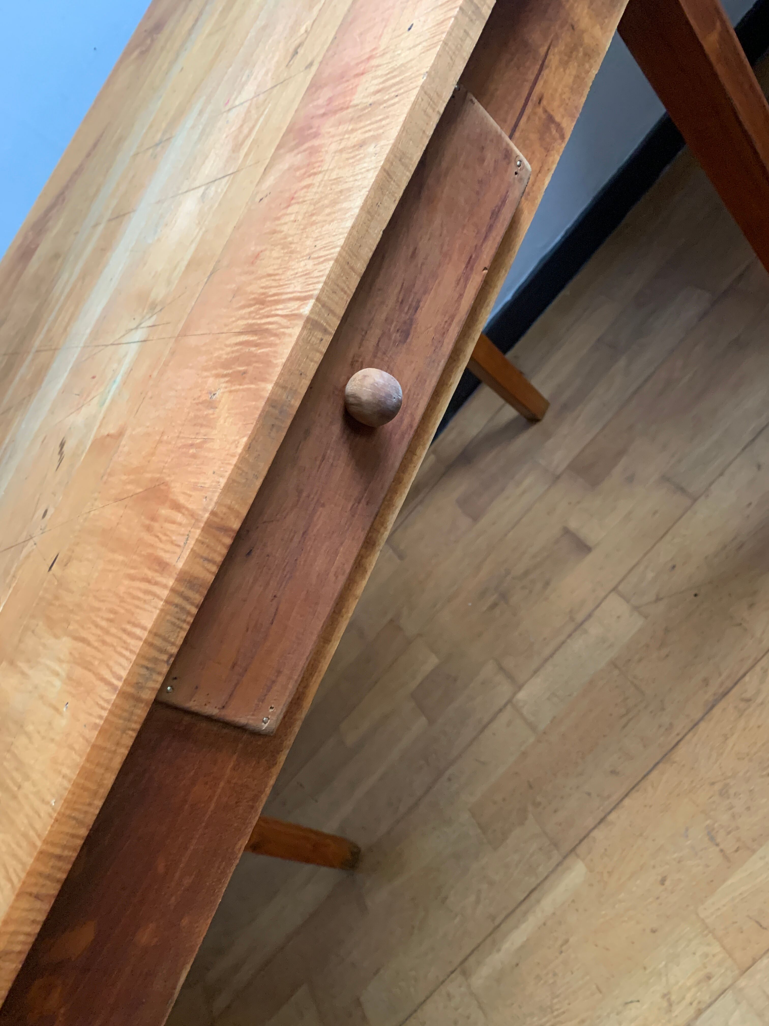 Wooden farmhouse table