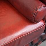 Beautiful red cowhide sleekly designed Chesterfield 2-seater sofa