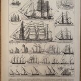 Lithographie gravure sur les navires de 1897