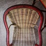 Rattan table and armchair set for children