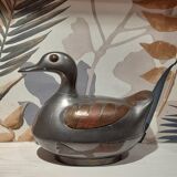 Box duck trinket pewter / brass vintage - 1970/1980