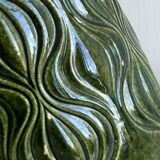 Large textured green ceramic vase