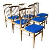 Ensemble de 6 chaises de salle à manger scandinaves, années 60