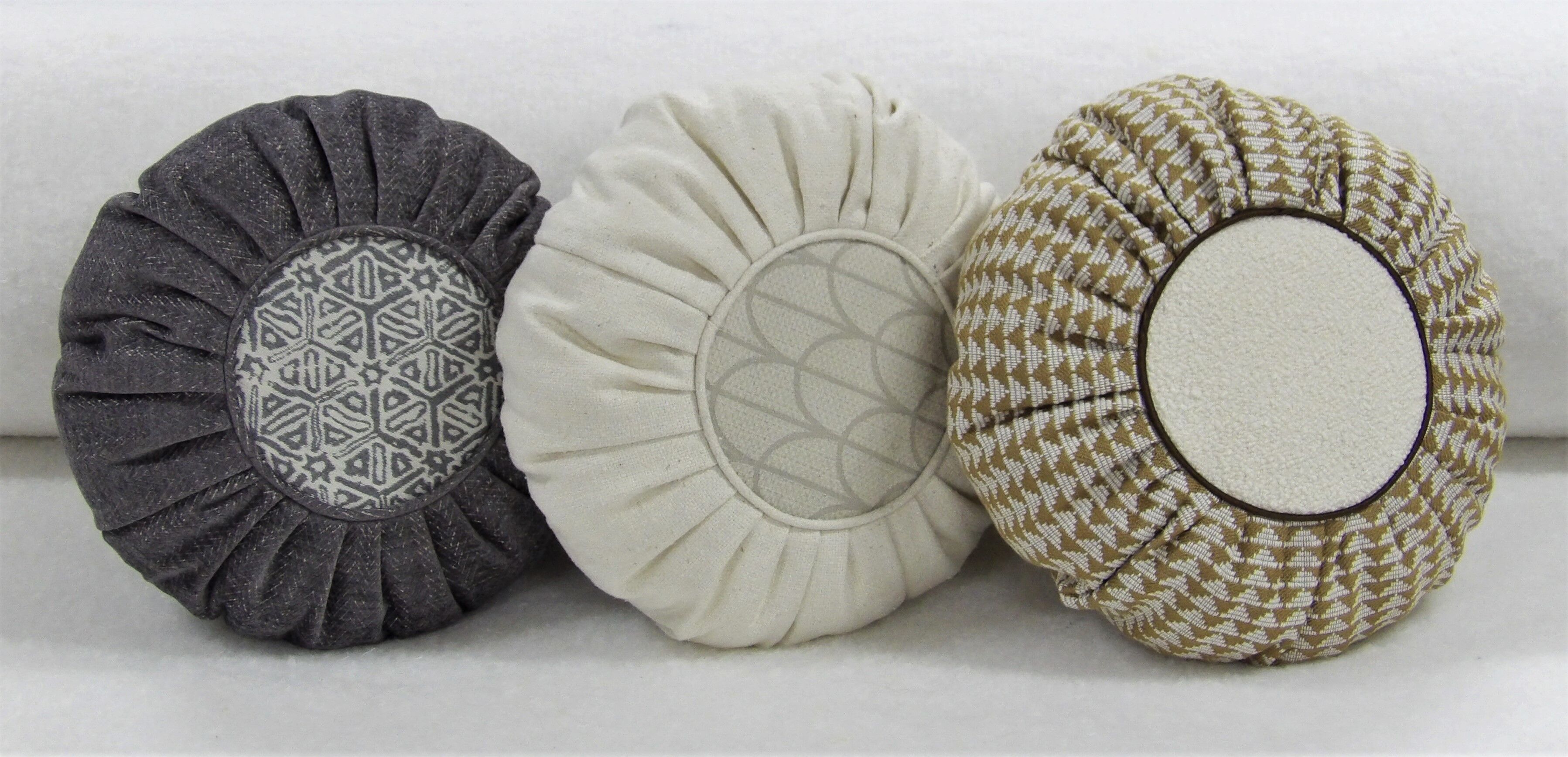 Ocre ruffled cushion