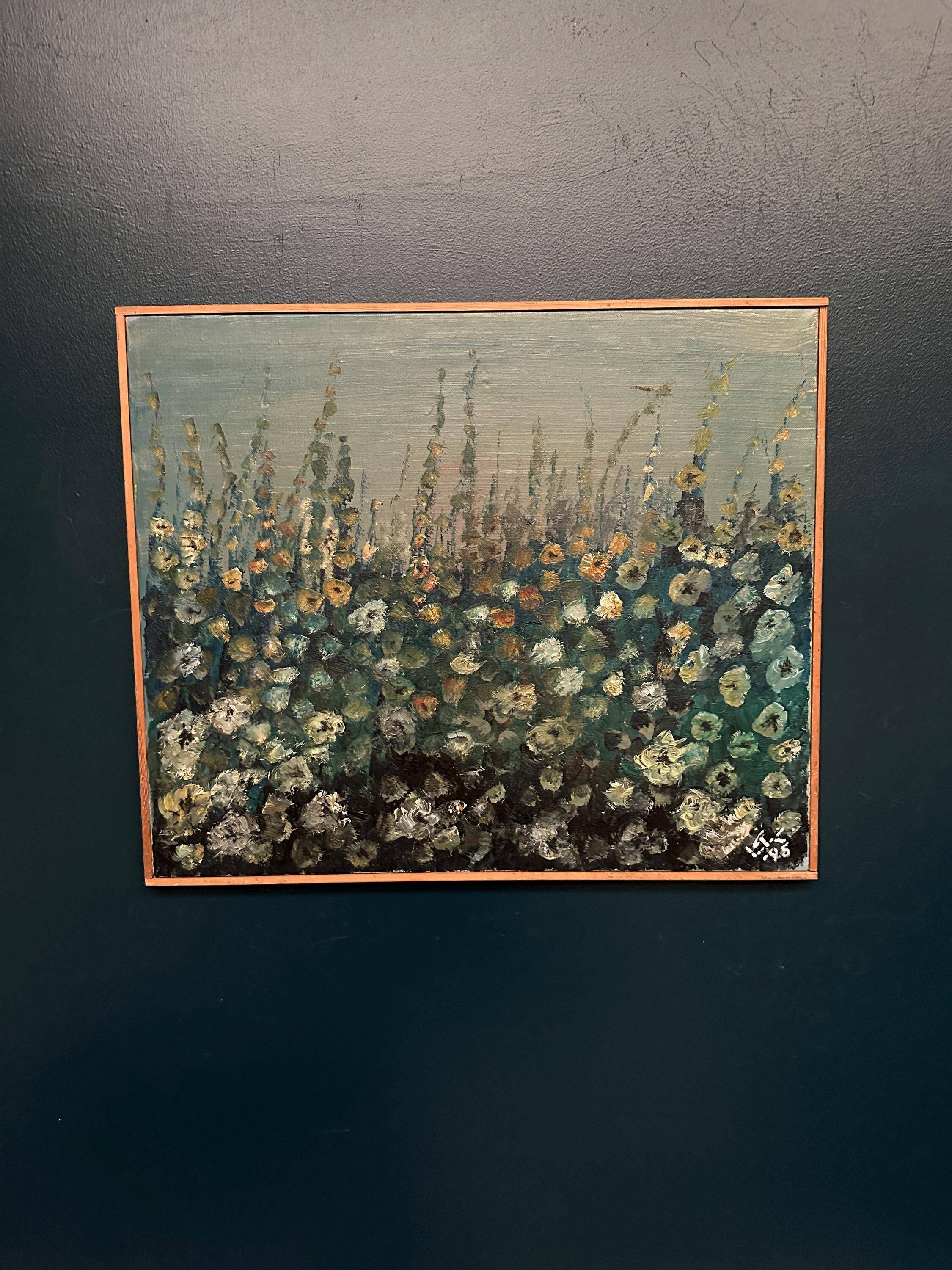 Original Swedish Oil on Canvas – “Flowers” – Signed – Dated 1995 – Vintage