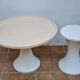 Stamped cream and white coffee table and stool, 1970s