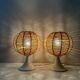 2 vintage table lamps, bedside lamp, sisal lamps, ball lamp, boho, mid-century interior