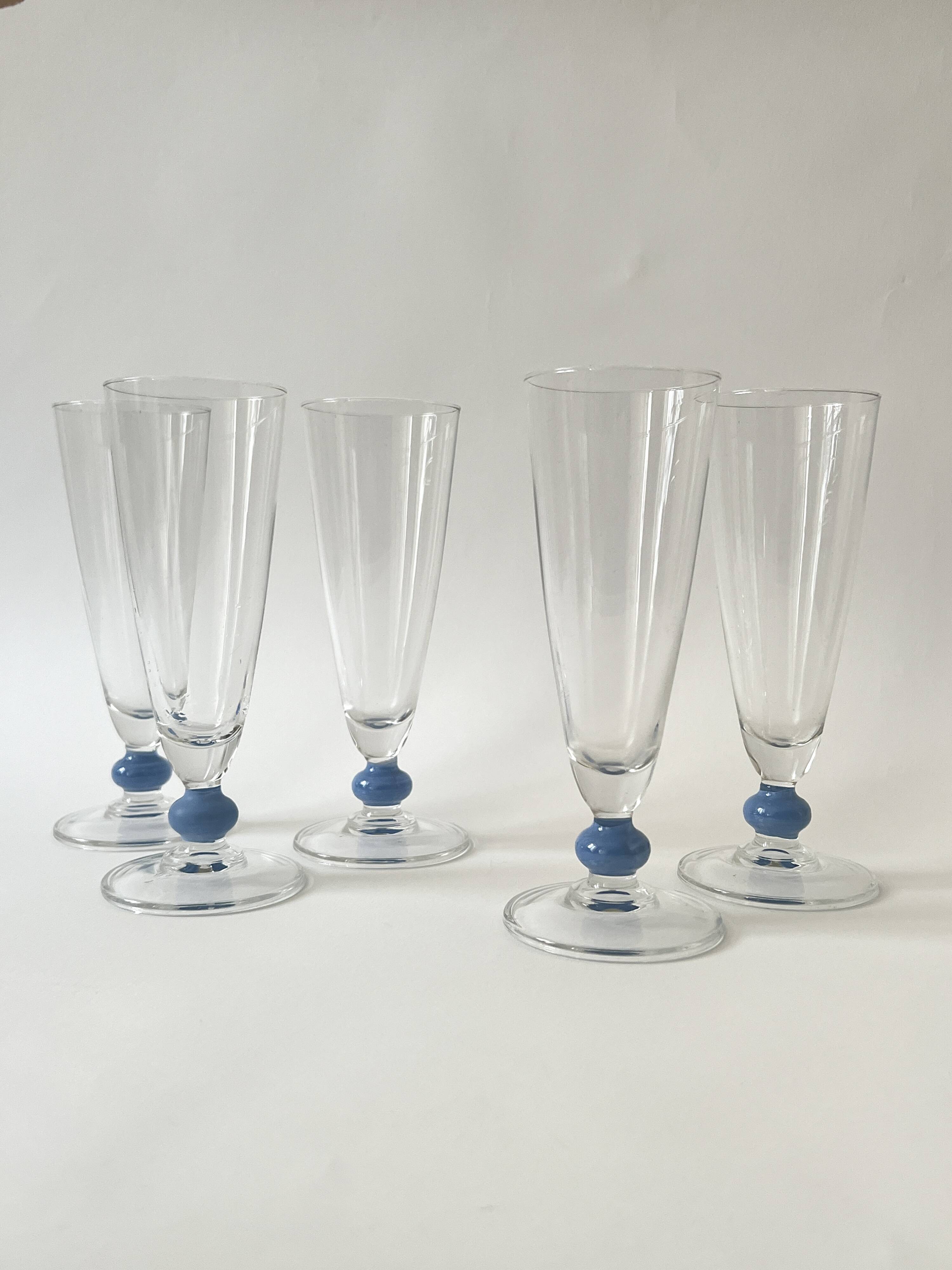 Set of 5 Murano glass glasses, circa 1970.