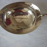 Silver metal gravy boat leaf shape