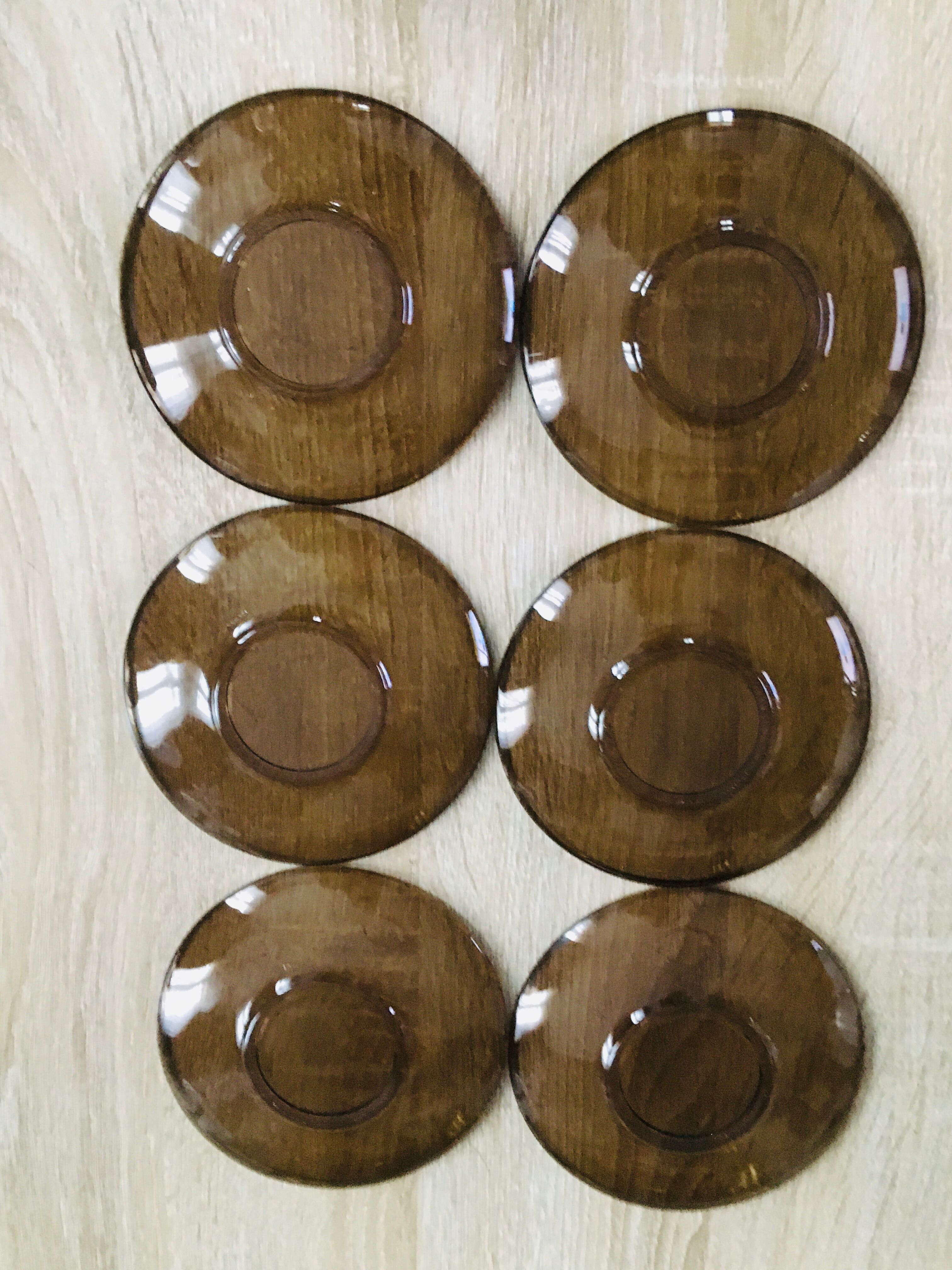 Coffee service amber glass 70s Vereco