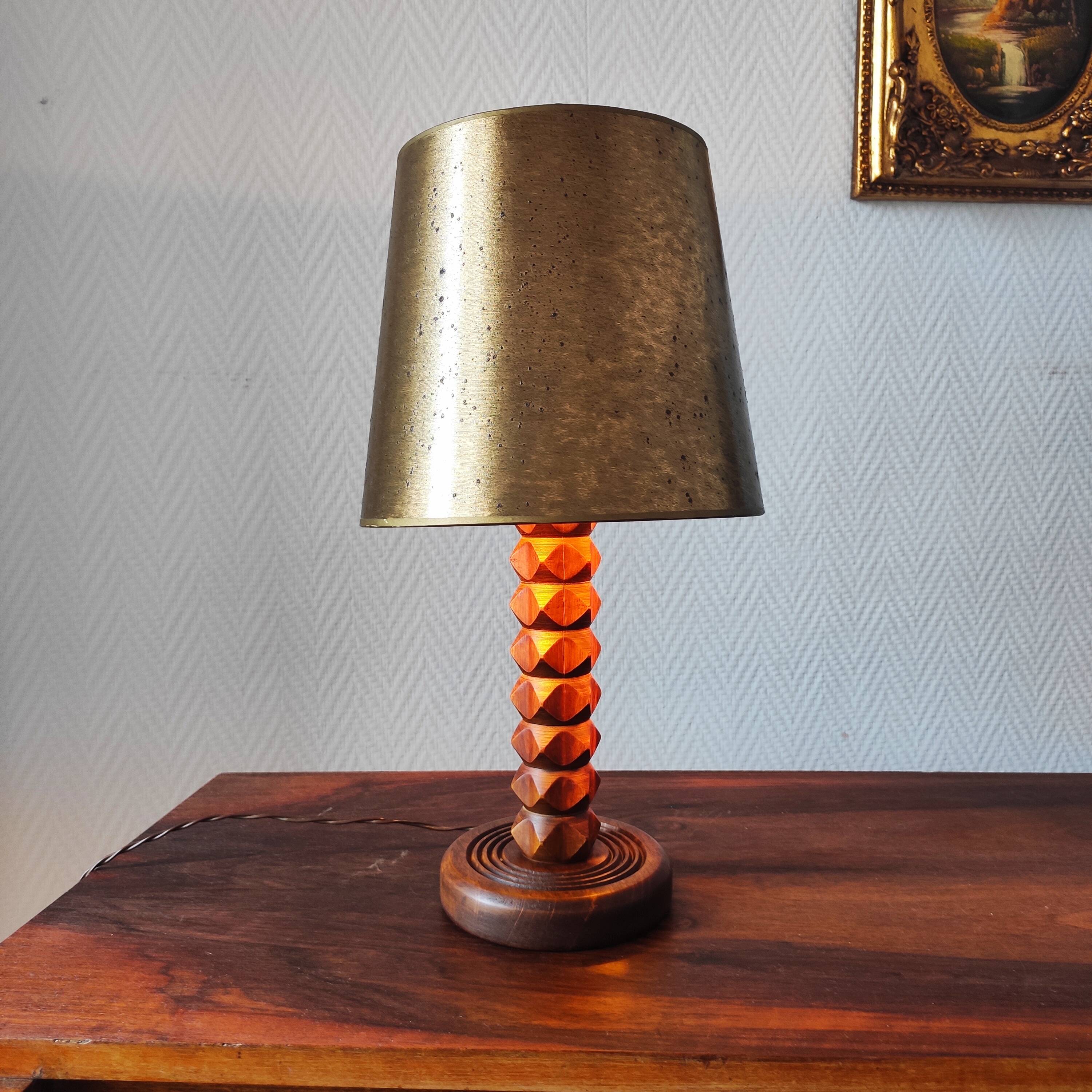 Vintage wooden lamp 1950/60 brutalist design