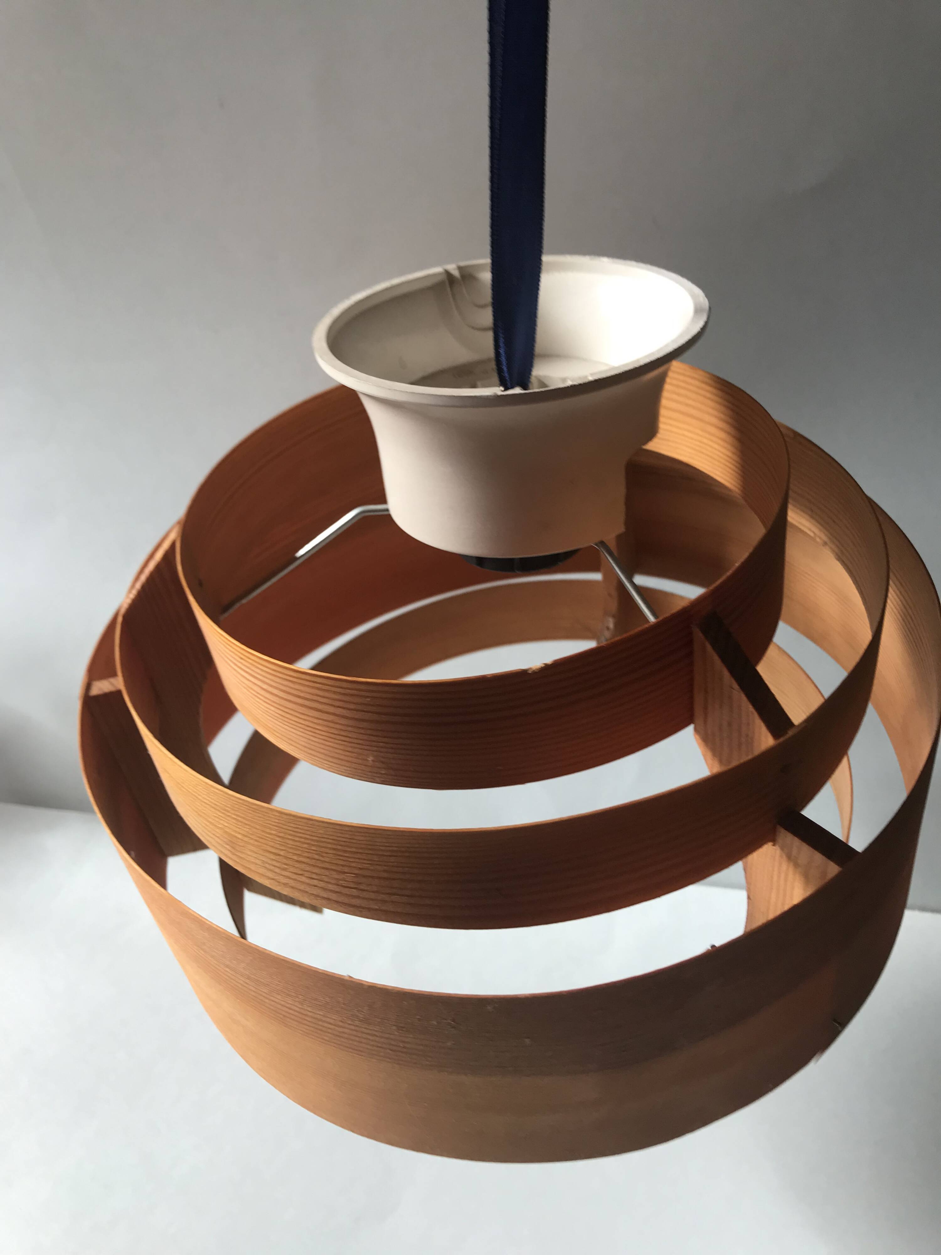 Scandinavian wooden pendant light, vintage circa 1960