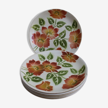 Set of 6 flat ceramic plates