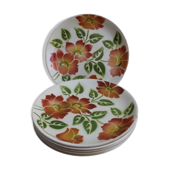 Set of 6 flat ceramic plates