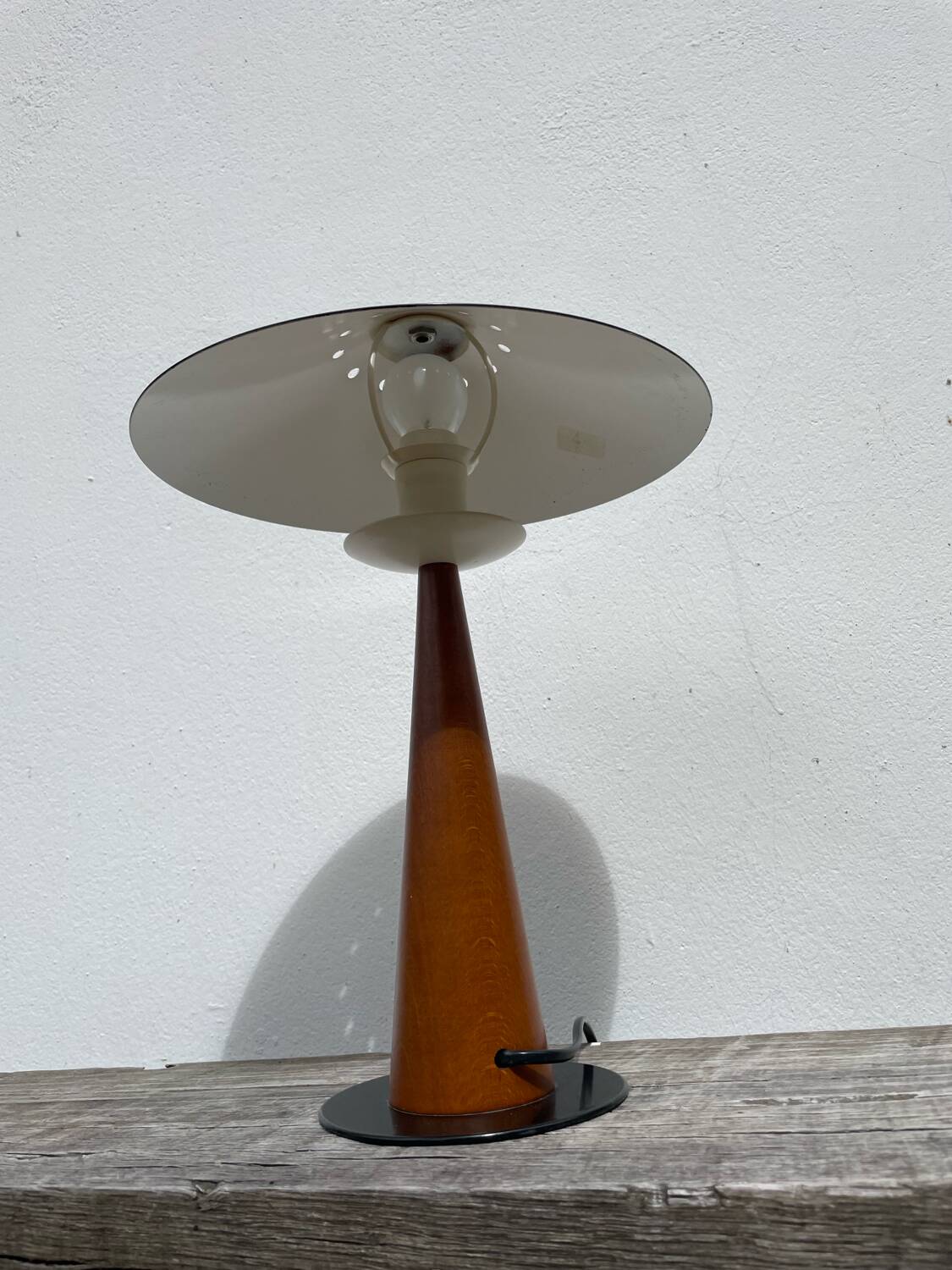 1980s metal and wood lamp