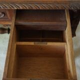 Neo-Renaissance oak cash desk and step
