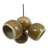 3-light chandelier with glazed sandstone balls. 50s-60s Italy