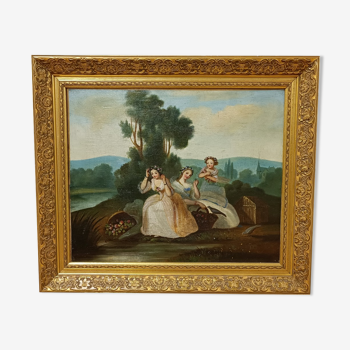 Classic painting: young women with apples