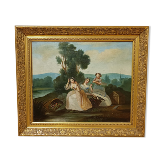 Classic painting: young women with apples