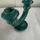 Art Deco candlestick in green and gold glazed ceramic, attributed to Vallauris