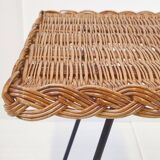 Vintage 1950s rattan side table