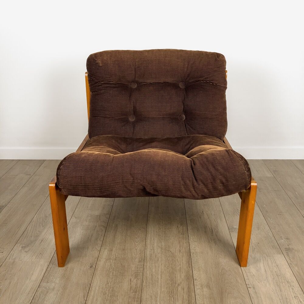Scandinavian driver armchair in pine 70s