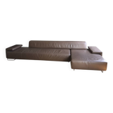Brown leather sofa