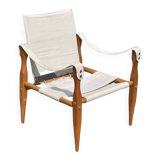 Vintage safari chair 1960s Denmark with canvas minimalist design