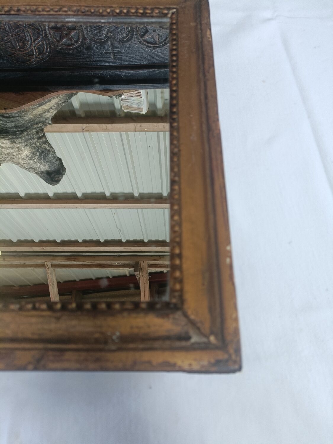 Small mirror in carved stucco wood, nineteenth, original ice