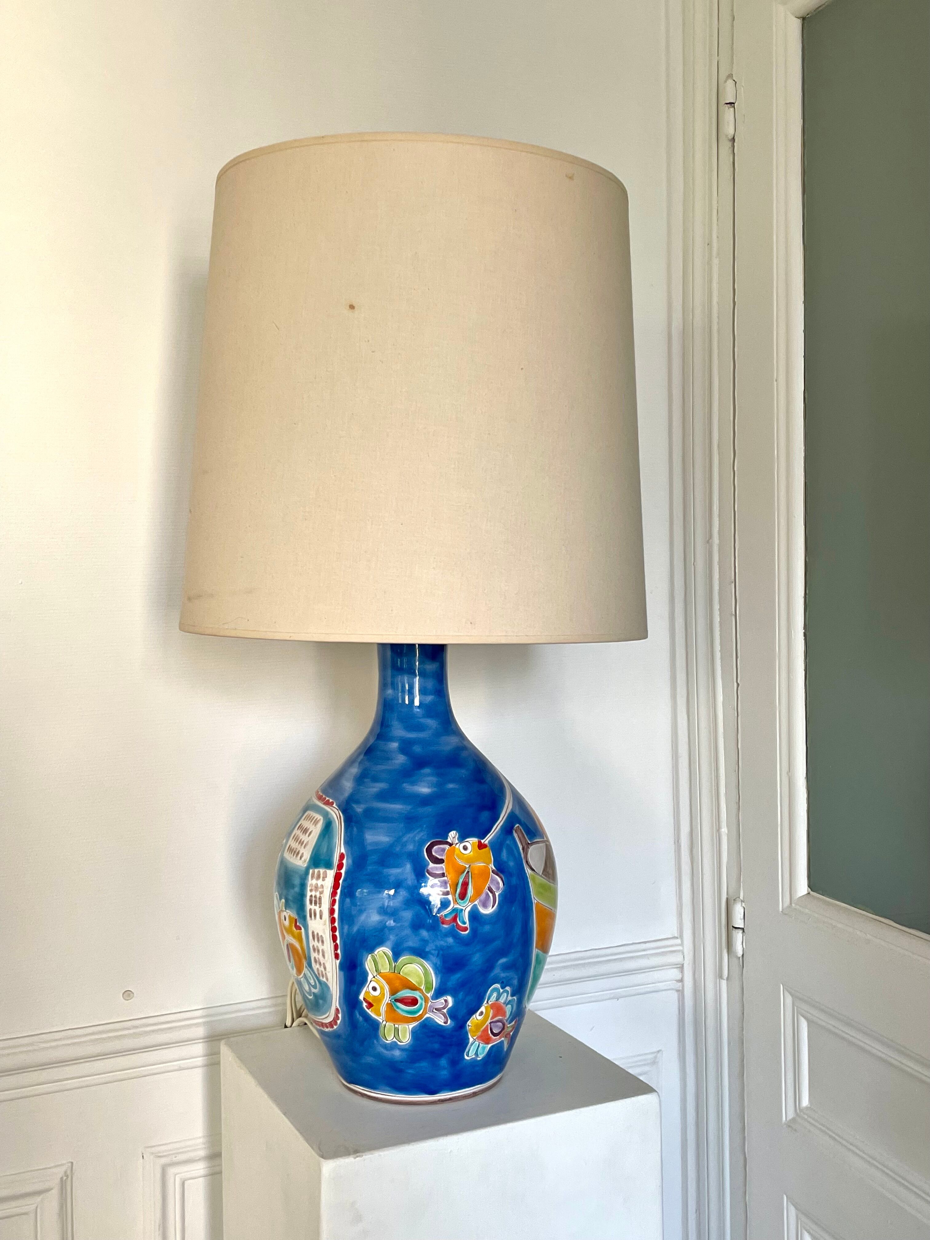 Vintage Ceramic Lamp by Giovanni De Simone, 1970's, Italy