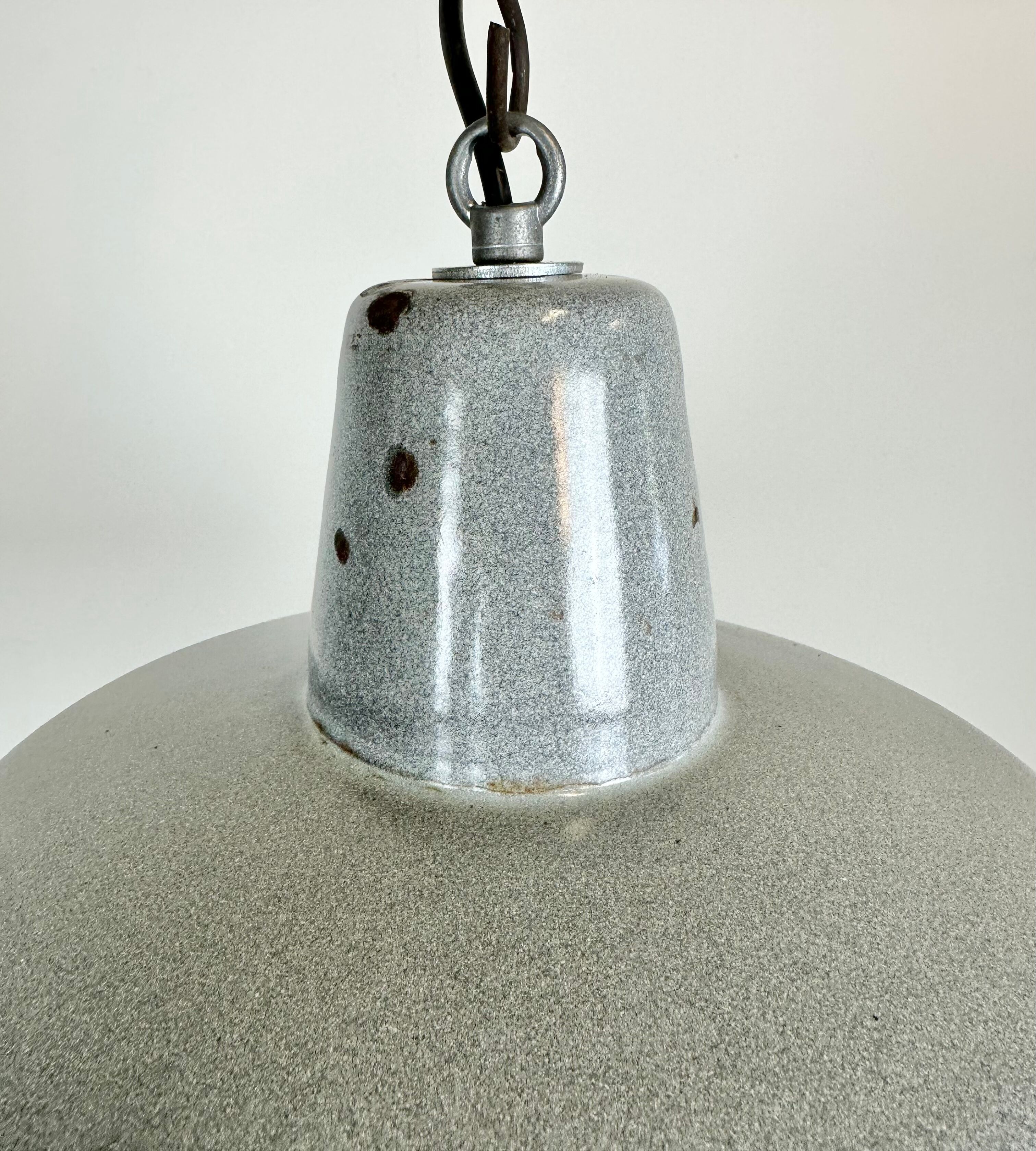 Industrial grey enamel factory lamp, 1960s