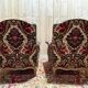 Pair of Louis XV style velvet bergère armchairs